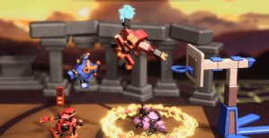 Robodunk gameplay showing a red Robot dunking on a blue robot