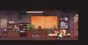 A character sleeping in Threefold Recital